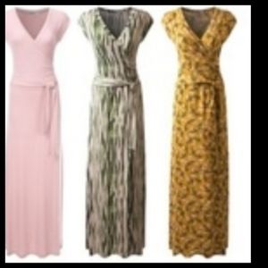 Doublju Women's Surplice V-Neck Maxi Wrap Dress Wi